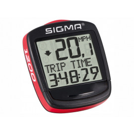 Велокомпьютер Sigma baseline 1200. функции: скорость текущая/ макс./ средняя, сравнение макс.и средней; километраж общий/за день; время в поездке, общее время катания, часы, термометр, секундомер