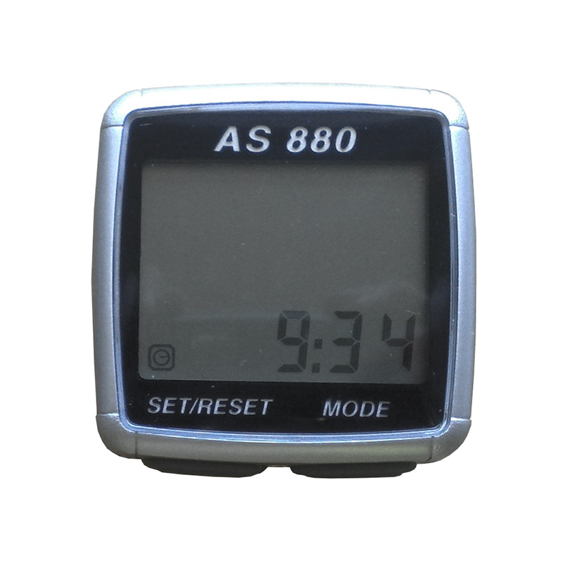 Велокомпьютер ac-880 проводной. 11 функций: скорость /режим сканирования /время /пройденное расстояние/одометр /максимальная скорость /средняя скорость /часы /каденс /счётчик калорий /секундомер. цвет: серебристый