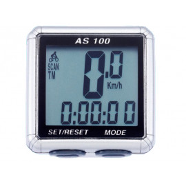 Велокомпьютер as-100 проводной. 11 функций: скорость /режим сканирования /время /пройденное расстояние/одометр /максимальная скорость /средняя скорость /часы /каденс /счётчик калорий /секундомер. цвет: серебристый