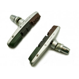 Baradine колодки тормозные mtb-955vc для v-brake, картриджные, резьбовые, 72мм, корпус серебр., картридж трёхцветный